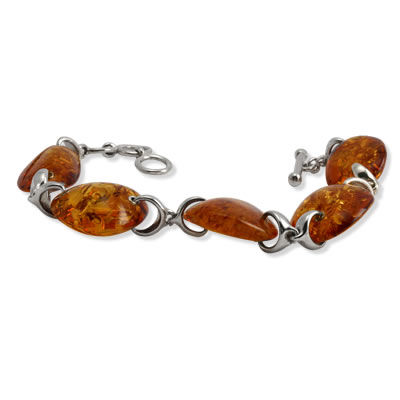AM1326 Large Honey Baltic Amber T-Bar Bracelet