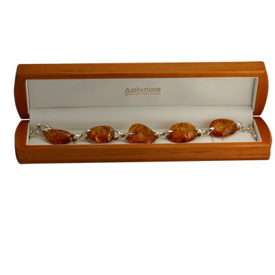 AM1326 Large Honey Baltic Amber T-Bar Bracelet