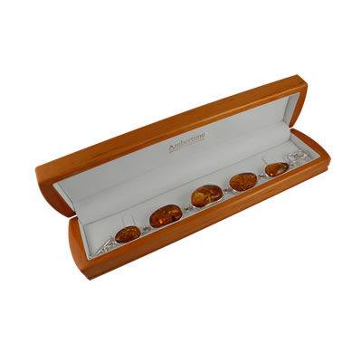 AM1333 Adjustable Honey Amber Silver Bracelet
