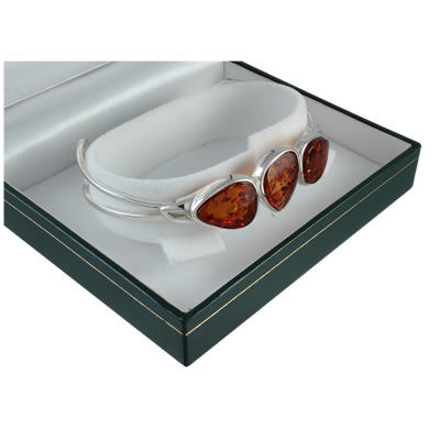 AM1339 Triple Set Baltic Amber Silver Bangle