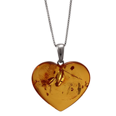AM1403 Honey Amber Hand Carved Heart
