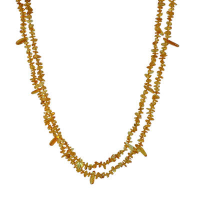 AM1407 50 inch Extra Long Honey Amber Chip Necklace