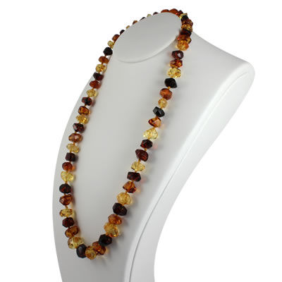 AM1408 Faceted Multi Colour Amber Necklace