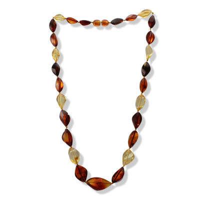 AM1413 Lemon, Honey and Cognac Amber Twist Necklace