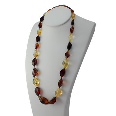 AM1413 Lemon, Honey and Cognac Amber Twist Necklace