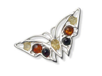 AM142 Amber Butterfly Brooch