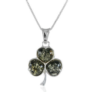 AM1507 Green Amber Shamrock Pendant