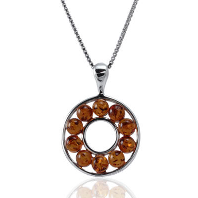 AM1509 Round Honey Amber Bead Pendant
