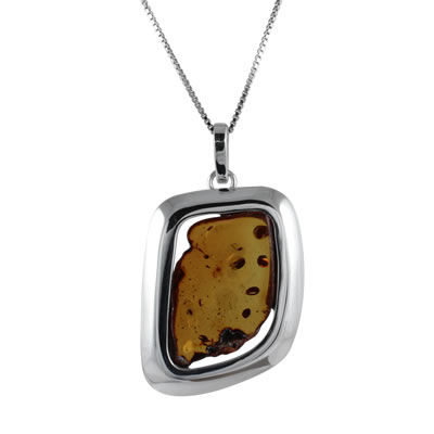 AM1510 Honey Amber Handmade Silver Pendant