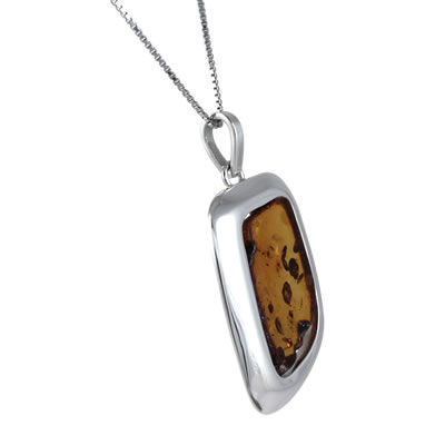 AM1510 Honey Amber Handmade Silver Pendant