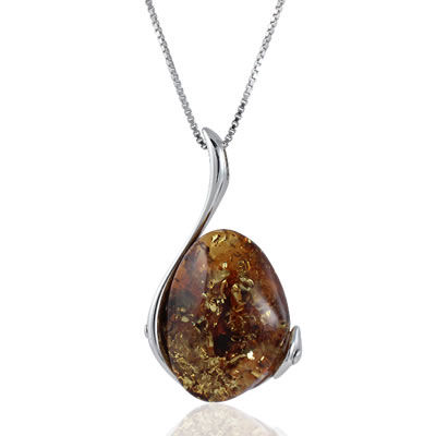 AM1514 Handmade Green Amber Pendant