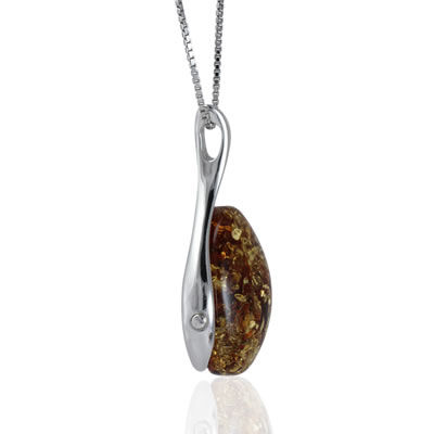 AM1514 Handmade Green Amber Pendant