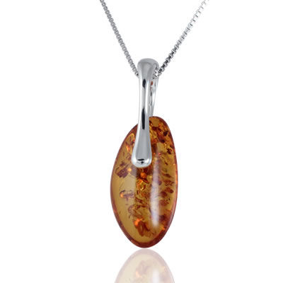 AM1516 Unique Honey Amber Silver Pendant