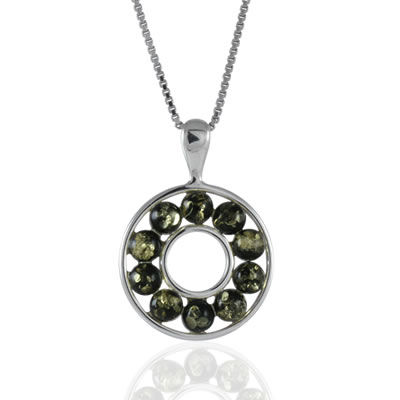 AM1519 Green Amber Circles Pendant