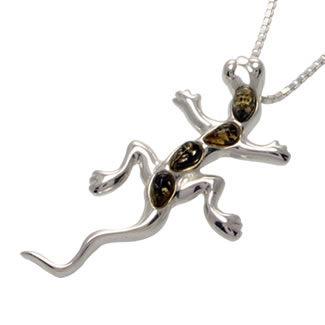 AM153 Gecko Green Amber Pendant