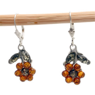 AM158 Honey and Green Amber Flower Earrings