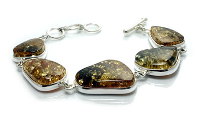 Handmade Green Amber Adjustable Bracelet