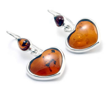 AM229 Amber Heart Drop Earrings