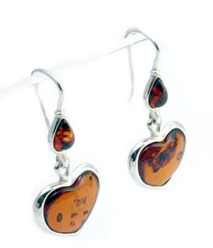 AM229 Amber Heart Drop Earrings