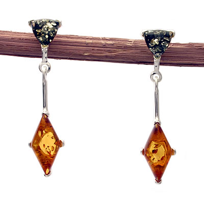 AM237 Diamond and Trillion Amber Drop Earrings
