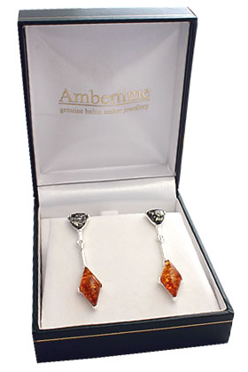 AM237 Diamond and Trillion Amber Drop Earrings