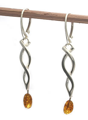 AM239 Celtic Twist Amber Drop Earrings