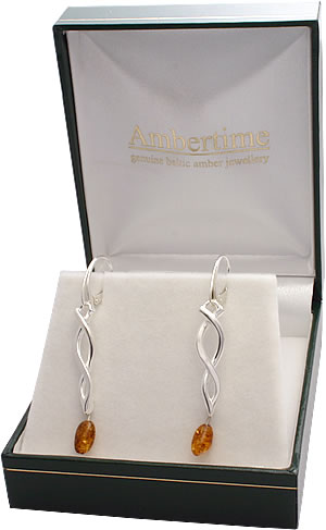 AM239 Celtic Twist Amber Drop Earrings