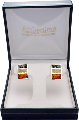 AM241 Triple Multi Colour Amber Earrings