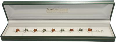 AM249 Green and Honey Trillion Cut Amber Bracelet