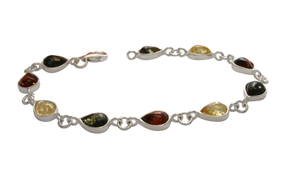 AM251 Multi Colour Silver Amber Bracelet