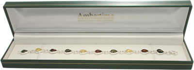 AM251 Multi Colour Silver Amber Bracelet