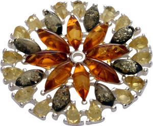 Large Amber Starburst Brooch