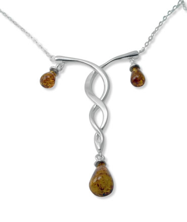 AM259 Celtic Twist Amber Drop Necklace