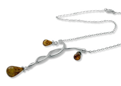 AM259 Celtic Twist Amber Drop Necklace