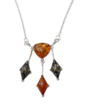 AM260 Diamond and Trillion Amber Drop Necklace