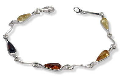 AM263 Multi Colour Peardrop Amber Bracelet