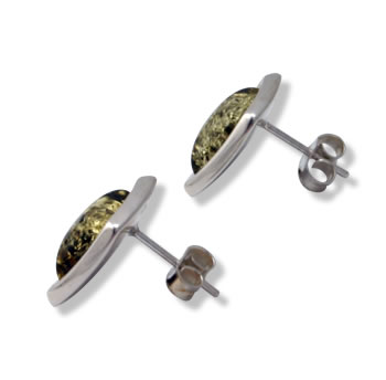 AM265 Green Amber Earrings