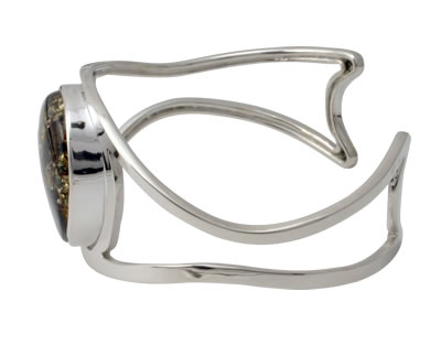 AM269 Handmade Baltic Amber Silver Bangle