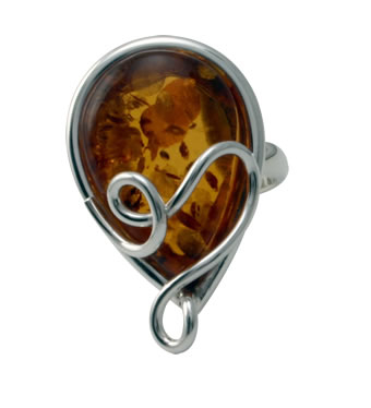 AM278 Handmade Adjustable Amber Pearcut Ring