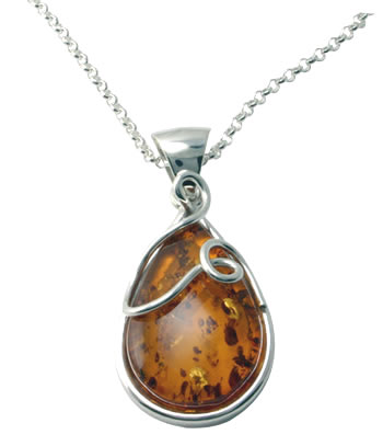 AM281 Large Peardrop Honey Amber Pendant