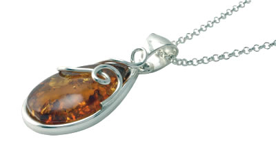 AM281 Large Peardrop Honey Amber Pendant