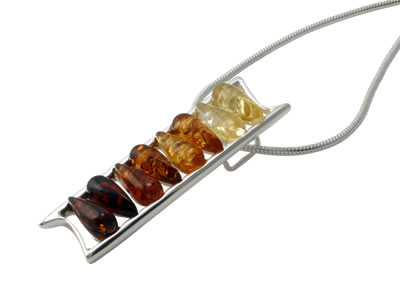 AM284 Multi Colour Baltic Amber Peardrop Slider Pendant