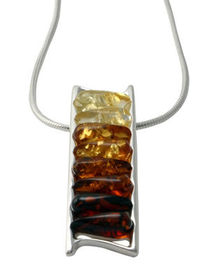 AM284 Multi Colour Baltic Amber Peardrop Slider Pendant