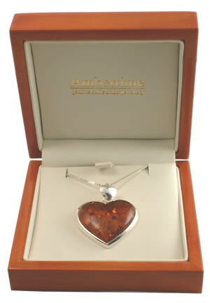 AM298 Honey Amber Heart Pendant