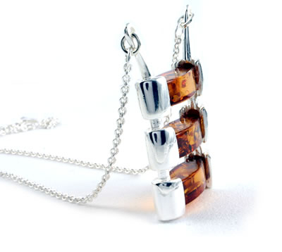 AM302 Triple Marquise Amber Necklace