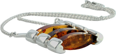 AM302 Triple Marquise Amber Necklace