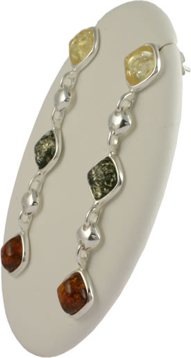 AM306 Triple Drop Multi Colour Amber Earrings