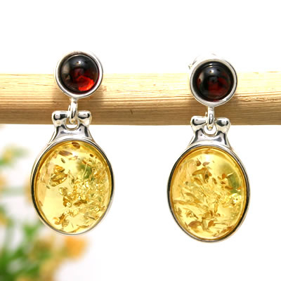 AM318 Cherry and Lemon Amber Earrings