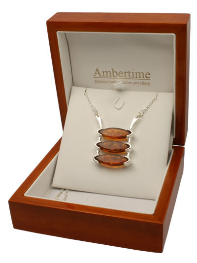 AM347 Triple Marquise Amber Necklace