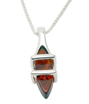 AM373 Honey Amber Marquise Silver Pendant